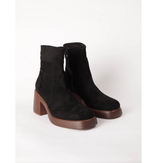 Cuffed Suede Chunky Heel Boots