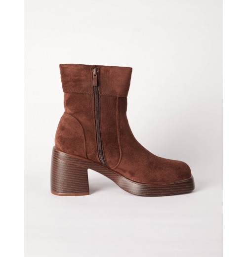 Cuffed Suede Chunky Heel Boots