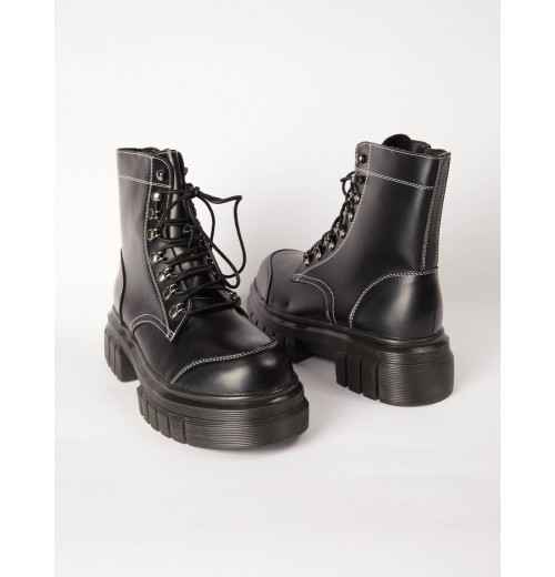 PU Lace Up Combat Style Boots