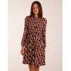 Geometric Print Shirred Bust Long Sleeve Shirt Dress