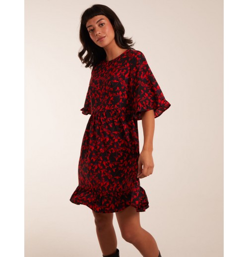 Floral Frill Hem Swing Mini Dress