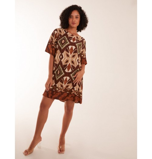 Tribal Print Short Sleeve Dress