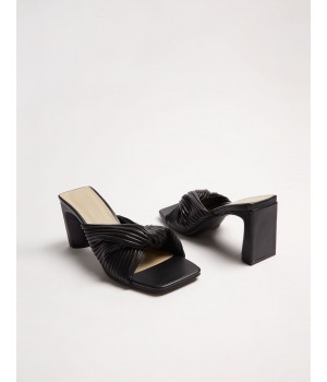 Twist Strap Mules With Square Toe