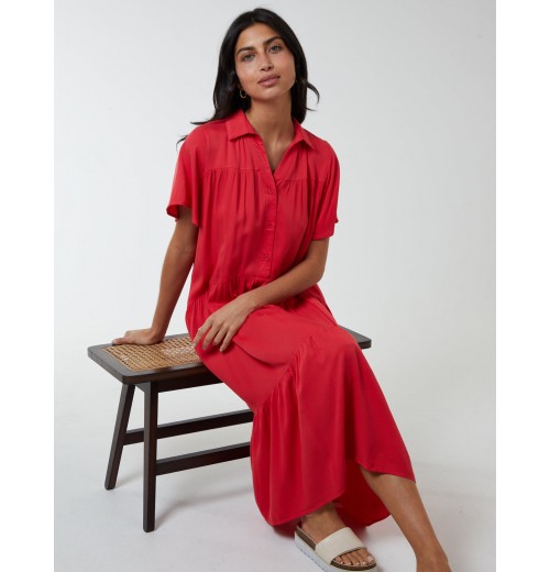 Drop Waist Tiered Midi Dress